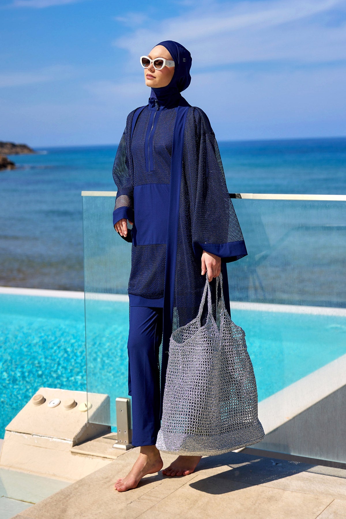 Navy Full Coverage Modest Swimwear Burkini Set M2534-2 - By Baano