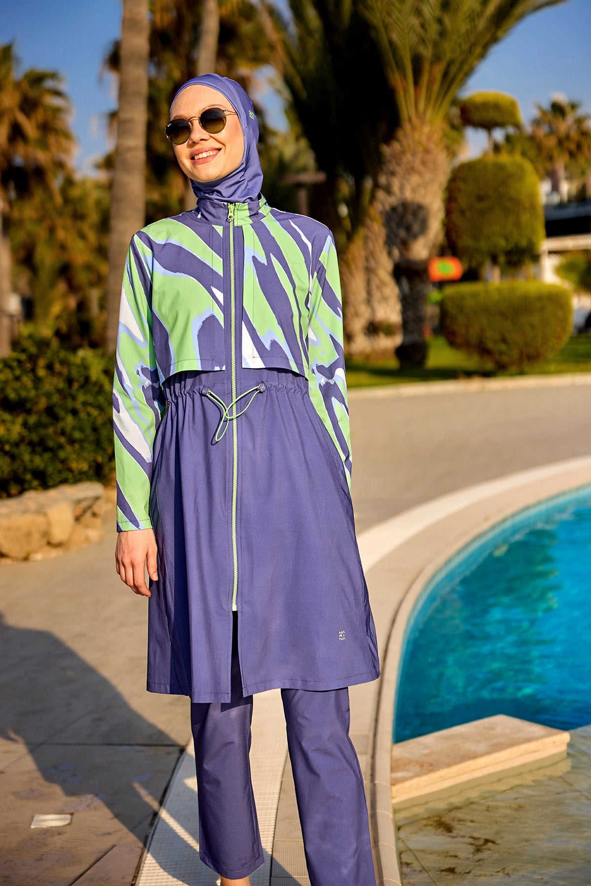 Marina Purple Full-Coverage Modest Swimsuit – M2509 - By Baano