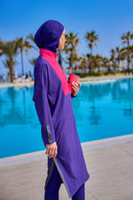 Purple Full Coverage Modest Swimwear Burkini Set M2527-2 - By Baano