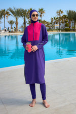 Purple Full Coverage Modest Swimwear Burkini Set M2527-2 - By Baano