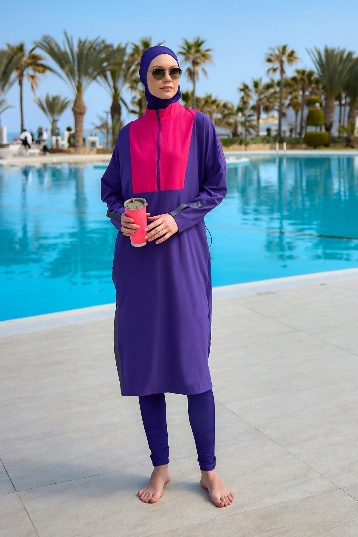 Purple Full Coverage Modest Swimwear Burkini Set M2527-2 - By Baano