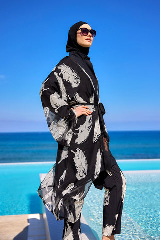 Elegant Silky Modest Kimono – Lightweight Full Coverage Beach Cover P2503-3 - By Baano