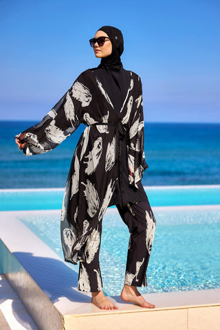 Elegant Silky Modest Kimono – Lightweight Full Coverage Beach Cover P2503-3 - By Baano