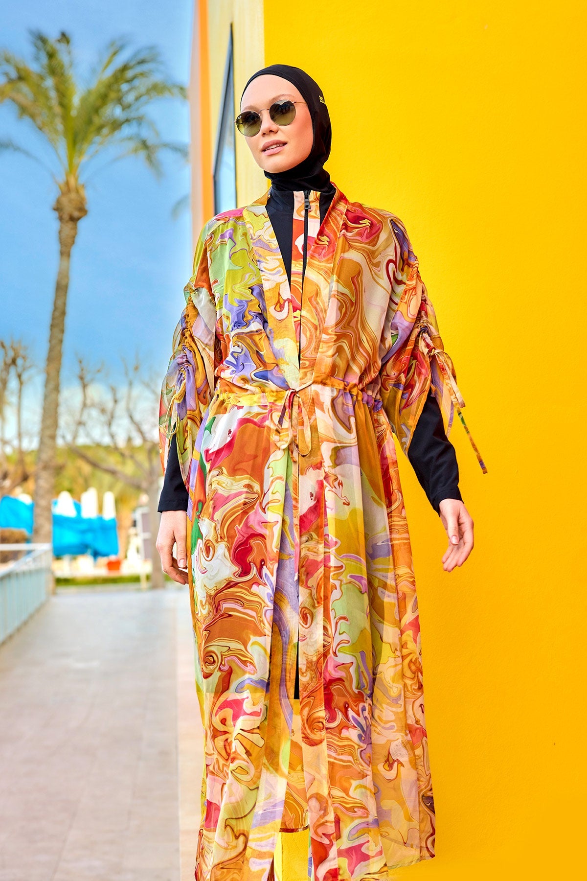 Silky Modest Full Coverage Kimono – Lightweight Elegant Beach Cover P2512 - By Baano