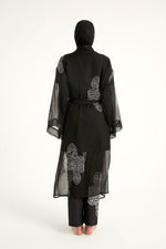 Marina Black & White Damask Chiffon Kimono - P2515 Marina Modest