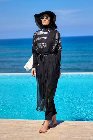 Marina Black Sleeveless Silky Kimono - P2502 - By Baano
