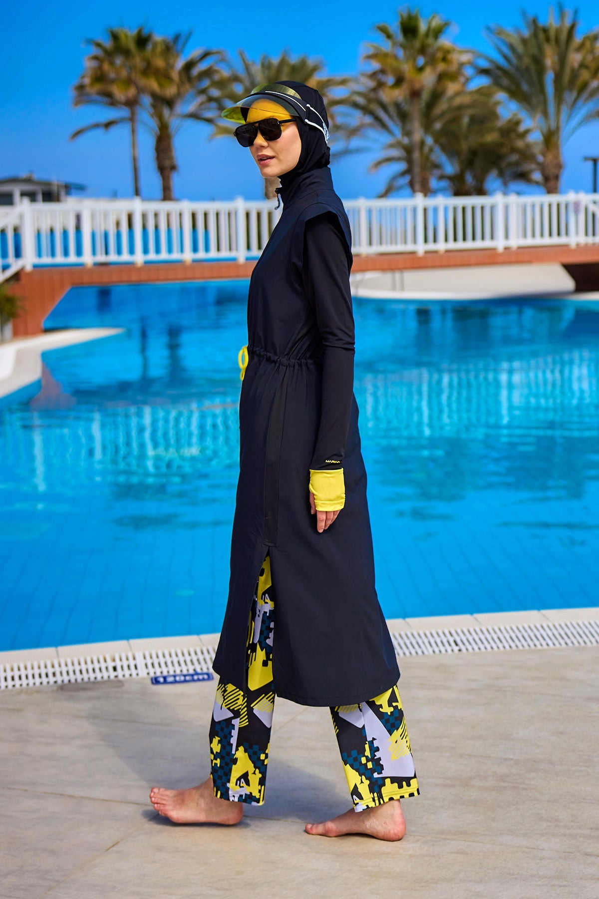 Marina Black Full Coverage Islamic Swimwear Burkini Set M2501-1 - By Baano