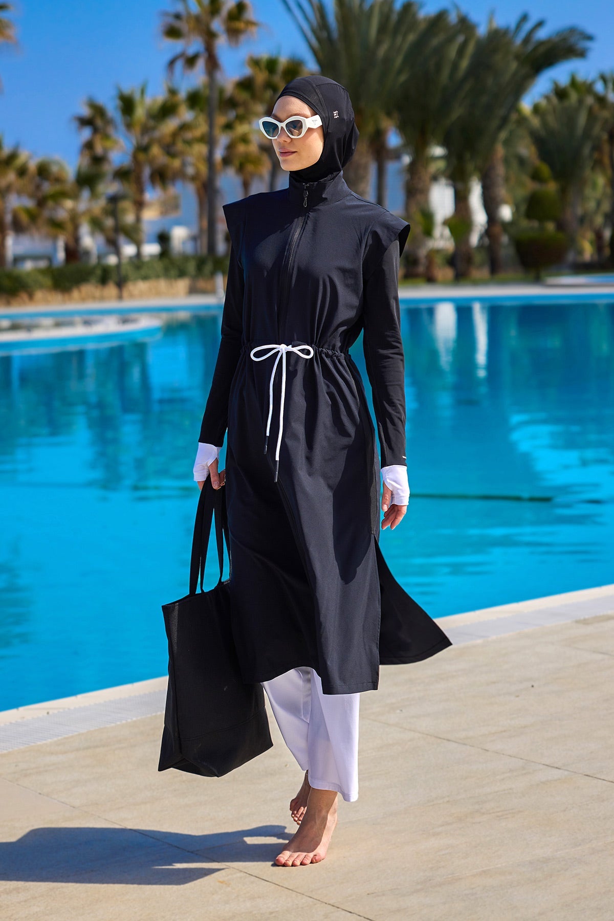 Black Full Coverage Islamic Swimwear Burkini Set M2501-2 - By Baano