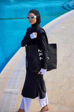 Black Full Coverage Islamic Swimwear Burkini Set M2501-2 - By Baano