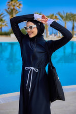 Black Full Coverage Islamic Swimwear Burkini Set M2501-2 - By Baano