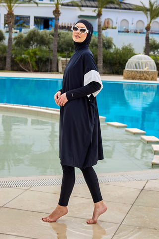 Black Burkini Set Full Coverage Modest Islamic Swimwear M2502 - By Baano
