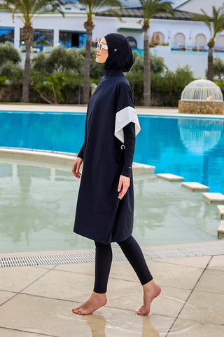 Black Burkini Set Full Coverage Modest Islamic Swimwear M2502 - By Baano