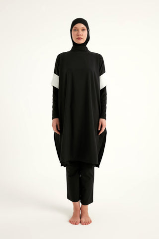 Black Burkini Set Full Coverage Modest Islamic Swimwear M2502 - By Baano