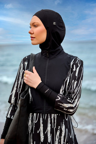 Black Full Coverage Swimwear Burkini Set M2504 - By Baano