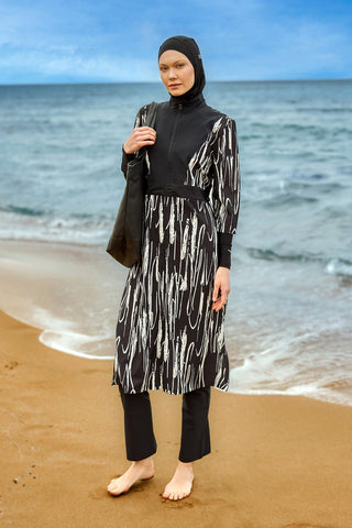 Black Full Coverage Swimwear Burkini Set M2504 - By Baano