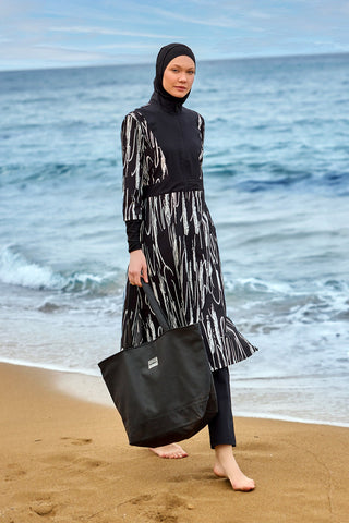 Black Full Coverage Swimwear Burkini Set M2504 - By Baano