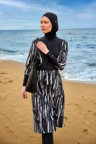 Black Full Coverage Swimwear Burkini Set M2504 - By Baano
