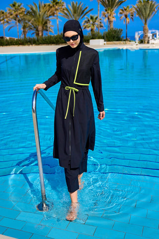 Black Full Coverage Modest Swimwear Burkini Set M2506-1 - By Baano