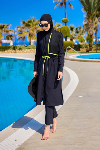 Black Full Coverage Modest Swimwear Burkini Set M2506-1 - By Baano