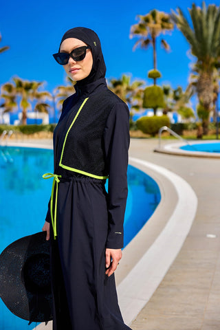 Black Full Coverage Modest Swimwear Burkini Set M2506-1 - By Baano