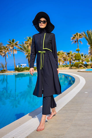 Black Full Coverage Modest Swimwear Burkini Set M2506-1 - By Baano