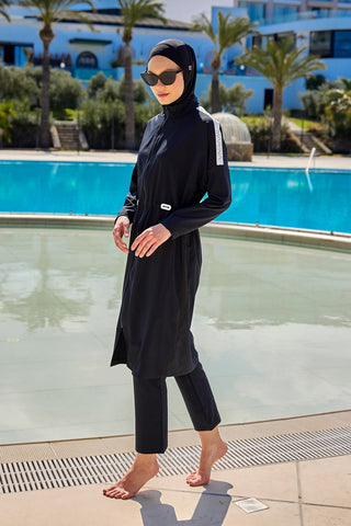 Black Full Coverage Modest Swimwear Burkini Set M2507-1 - By Baano