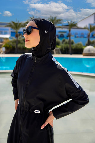 Black Full Coverage Modest Swimwear Burkini Set M2507-1 - By Baano