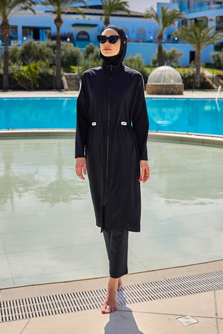 Black Full Coverage Modest Swimwear Burkini Set M2507-1 - By Baano