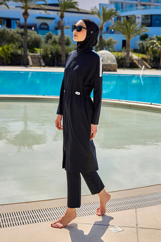 Black Full Coverage Modest Swimwear Burkini Set M2507-1 - By Baano