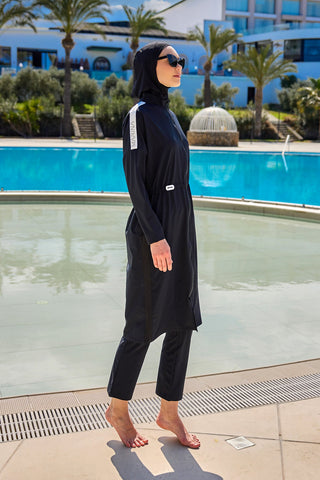 Black Full Coverage Modest Swimwear Burkini Set M2507-1 - By Baano