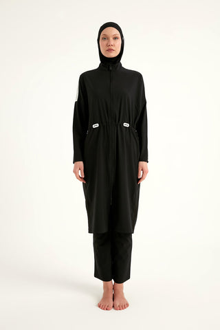 Black Full Coverage Modest Swimwear Burkini Set M2507-1 - By Baano