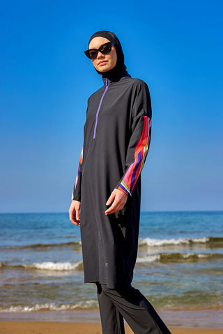 Black Full Coverage Swimwear Burkini Set M2510 - By Baano