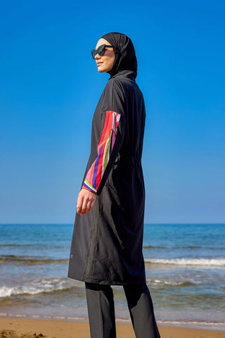 Black Full Coverage Swimwear Burkini Set M2510 - By Baano