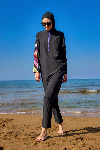 Black Full Coverage Swimwear Burkini Set M2510 - By Baano
