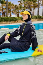Black Full Coverage Modest Burkini with Sleeve Detail M2512 - By Baano