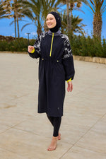Black Full Coverage Modest Burkini with Sleeve Detail M2512 - By Baano