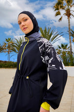 Black Full Coverage Modest Burkini with Sleeve Detail M2512 - By Baano