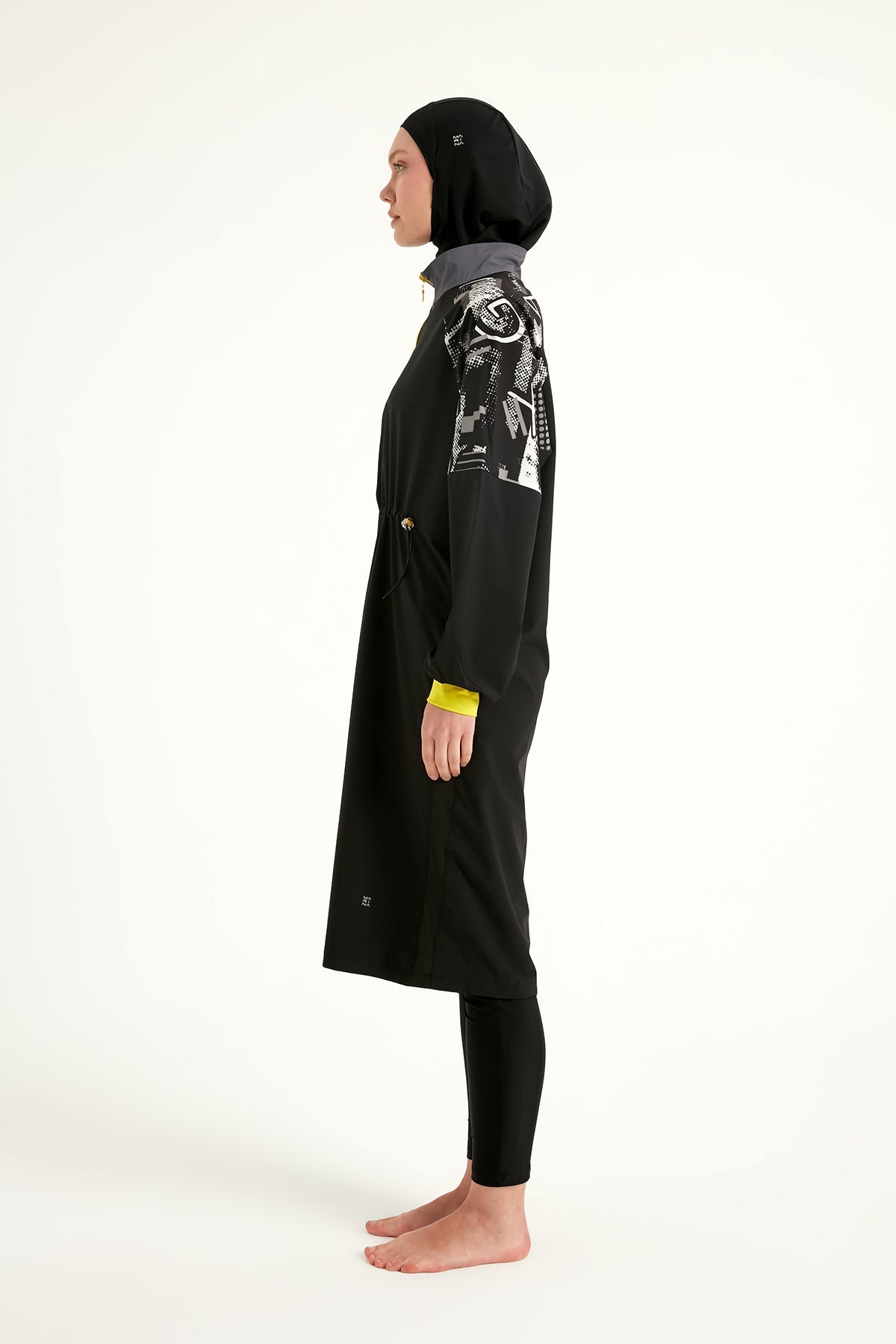 Black Full Coverage Modest Burkini with Sleeve Detail M2512 - By Baano