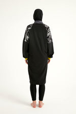Black Full Coverage Modest Burkini with Sleeve Detail M2512 - By Baano
