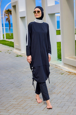 Black Full Coverage Modest Swimwear Burkini Set M2521-3 - By Baano