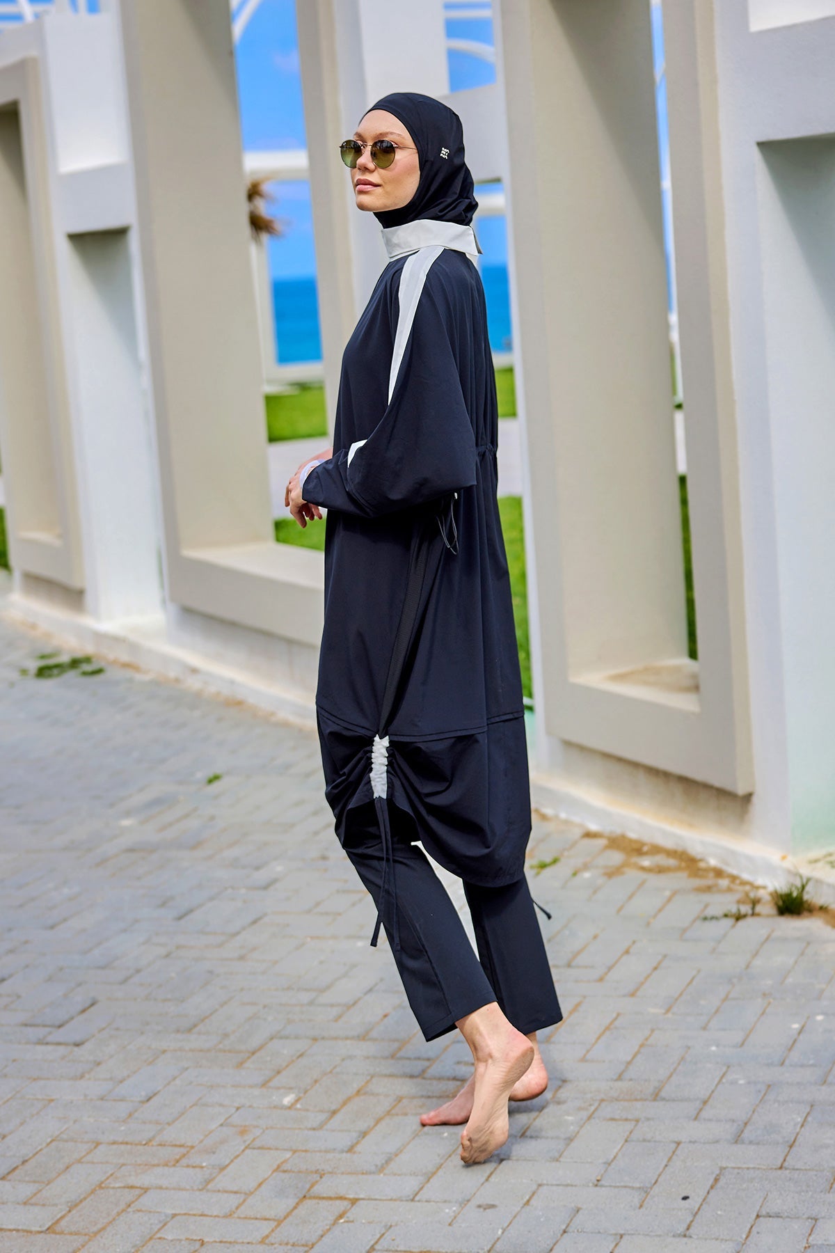 Black Full Coverage Modest Swimwear Burkini Set M2521-3 - By Baano