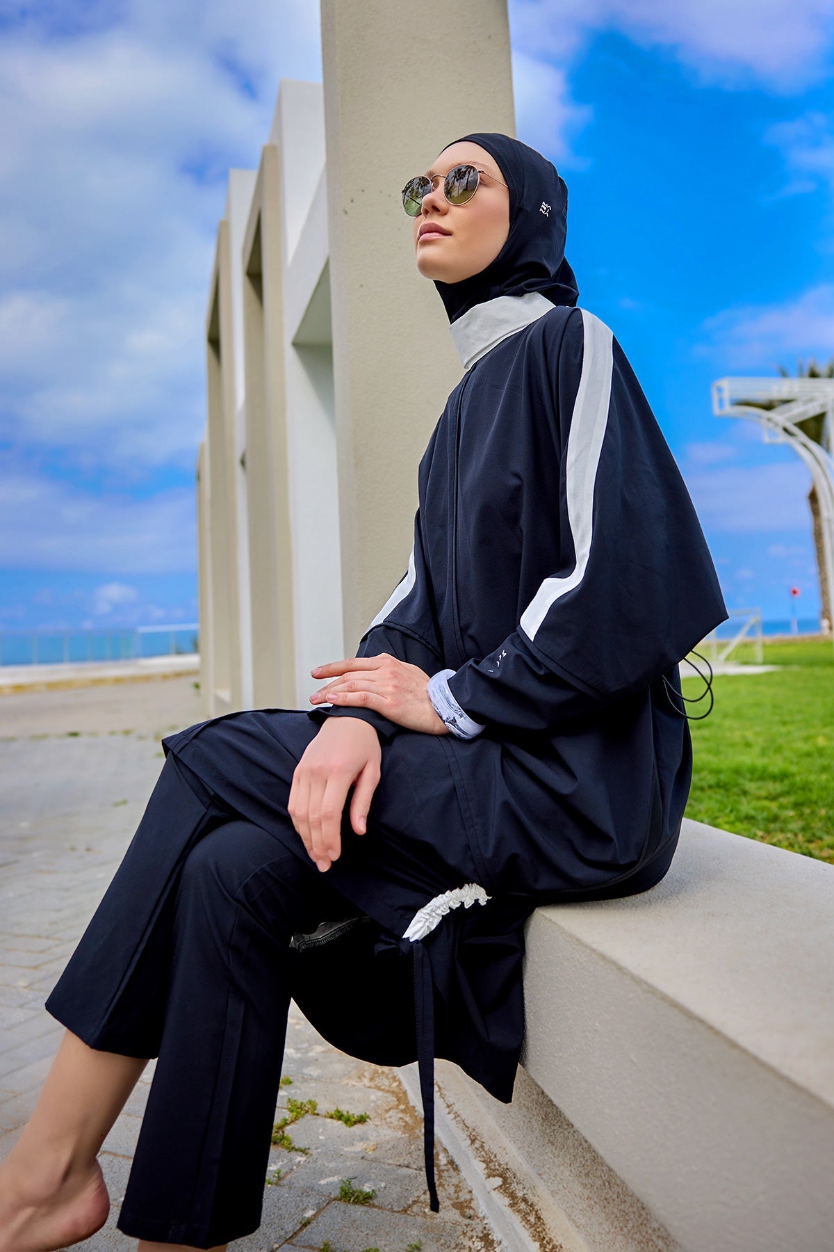 Black Full Coverage Modest Swimwear Burkini Set M2521-3 - By Baano