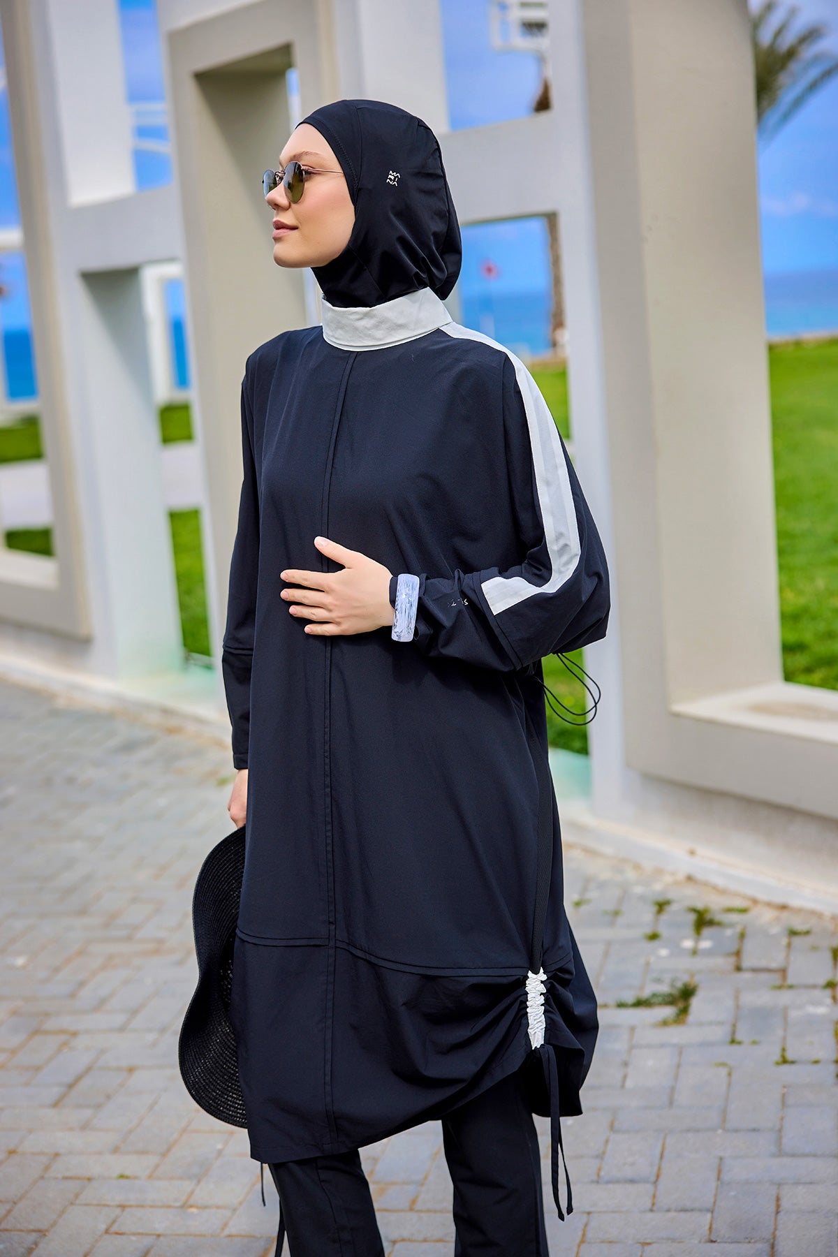 Black Full Coverage Modest Swimwear Burkini Set M2521-3 - By Baano