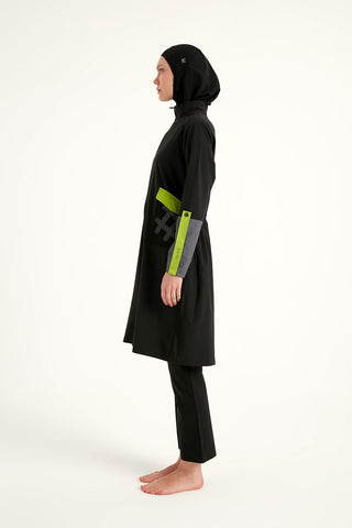Black Full Coverage Modest Swimwear with Mesh Pocket – M2522 - By Baano
