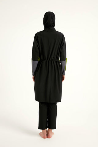 Black Full Coverage Modest Swimwear with Mesh Pocket – M2522 - By Baano
