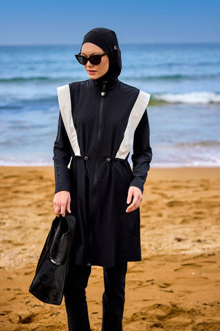Black Adjustable Waist Modest Burkini Set M2526-1 - By Baano