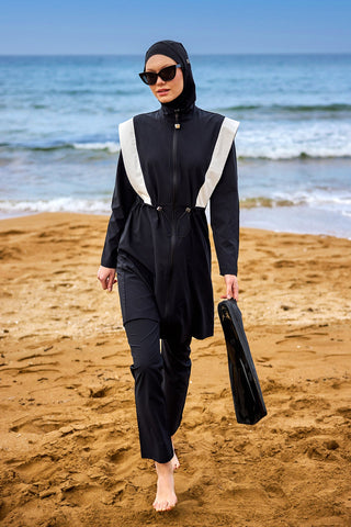 Black Adjustable Waist Modest Burkini Set M2526-1 - By Baano