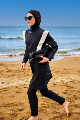 Black Adjustable Waist Modest Burkini Set M2526-1 - By Baano