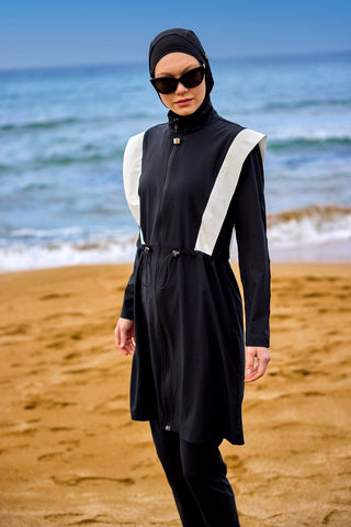 Black Adjustable Waist Modest Burkini Set M2526-1 - By Baano