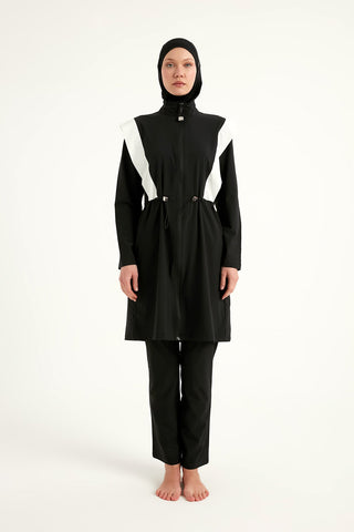 Black Adjustable Waist Modest Burkini Set M2526-1 - By Baano